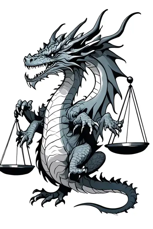 Dragon Holding A Scale Balanced