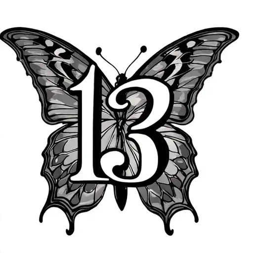 The Number 13 With The 3 As A Butterfly Wing