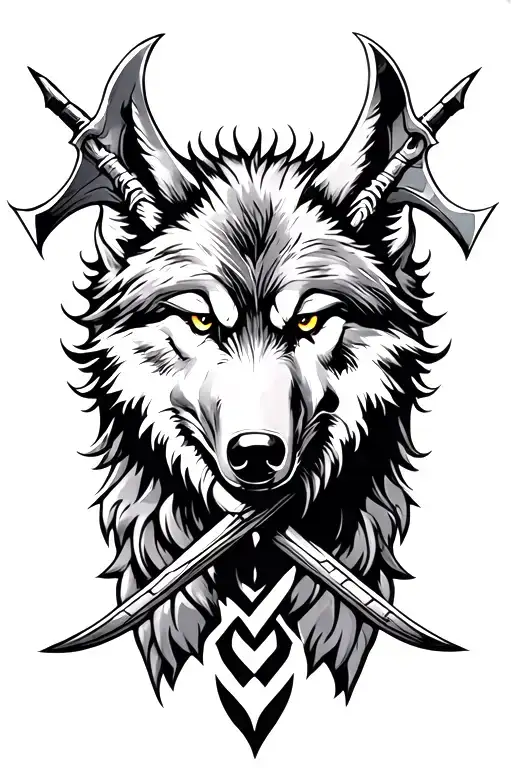 Wolf Weles God Symbol Incorporated Two Axes Crossing Over Eachother