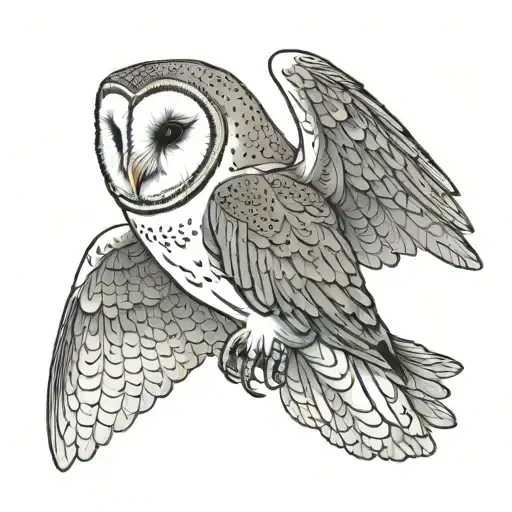 Barn Owl Swooping Side View