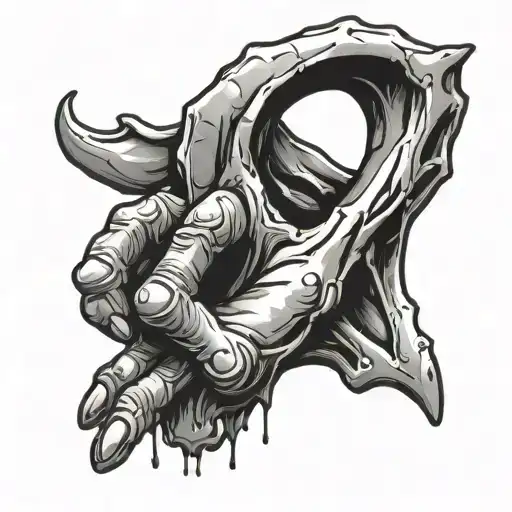Horn Metal Hand Sign Zombie Black And White