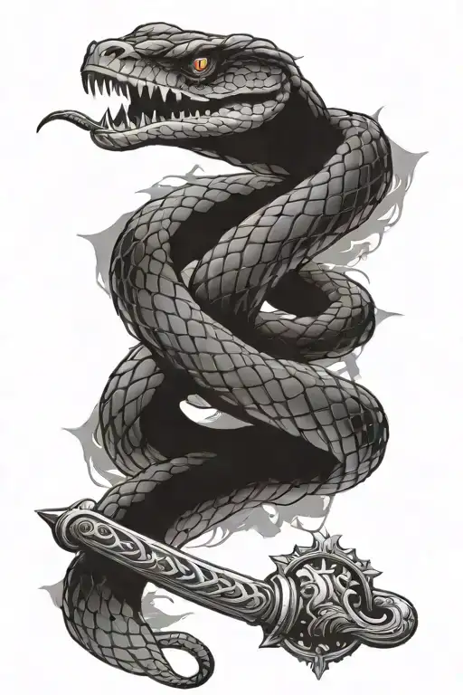 Snake Wrapped Around A Sword