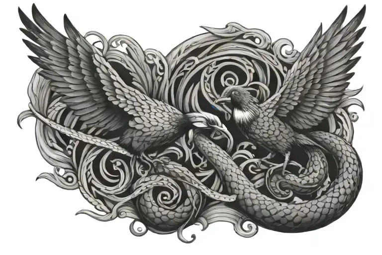 Pheasant Fighting With A Snake Intertwined