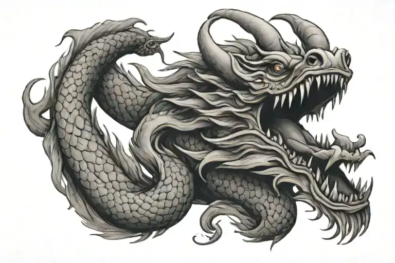Chinese Dragon Wrapped Around Left Collarbone
