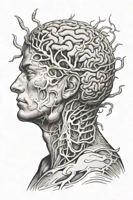 Men With His Brain Exposed In Pain