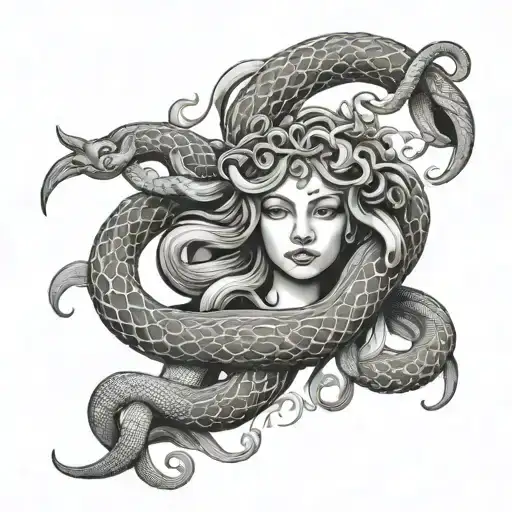 Medusa Goddess Poisend Snakes Entwined