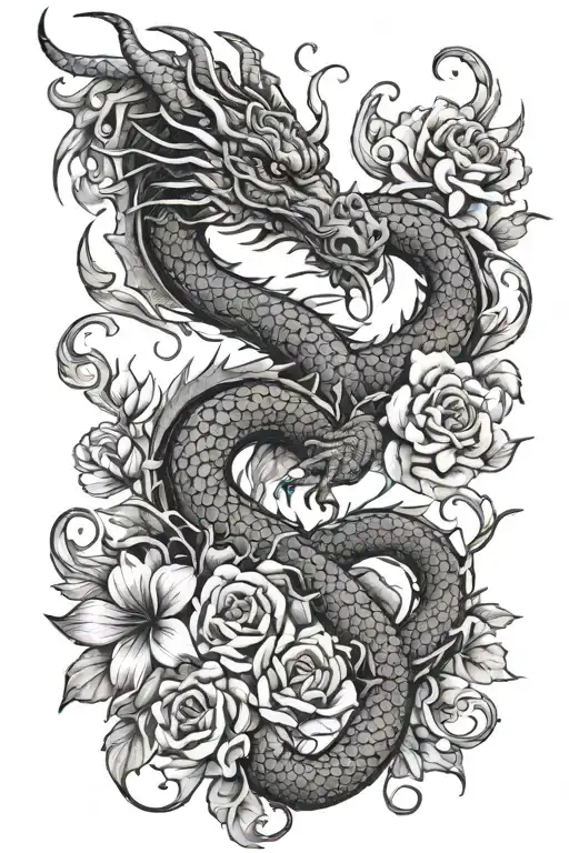 Dragon And Flowers
