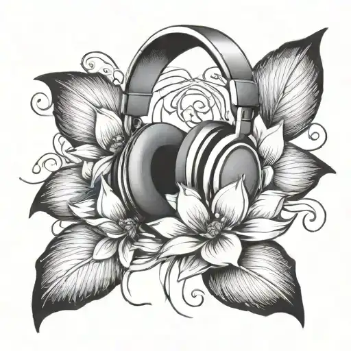 Design A Tattoo Of Headphones Shaped Like Lotus Petals