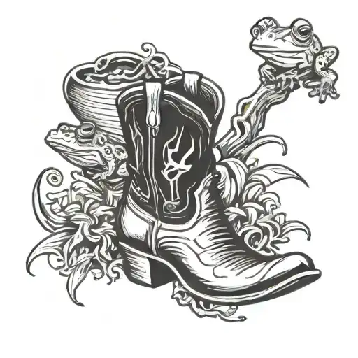Cowboy Boot With Frog Climbing Out