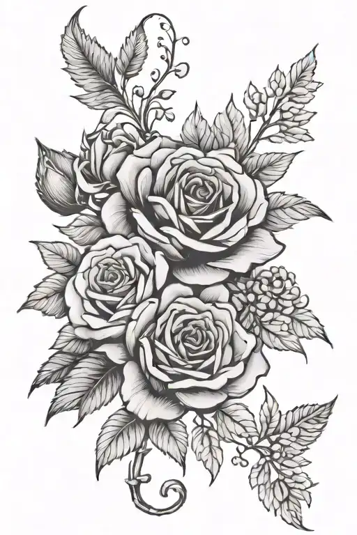 Rose And Daisy Flower Intertwined