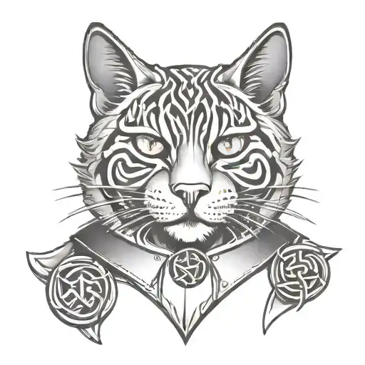 A Fearless Scotish Wildcat Wearing A Collar With Celtic Symbols