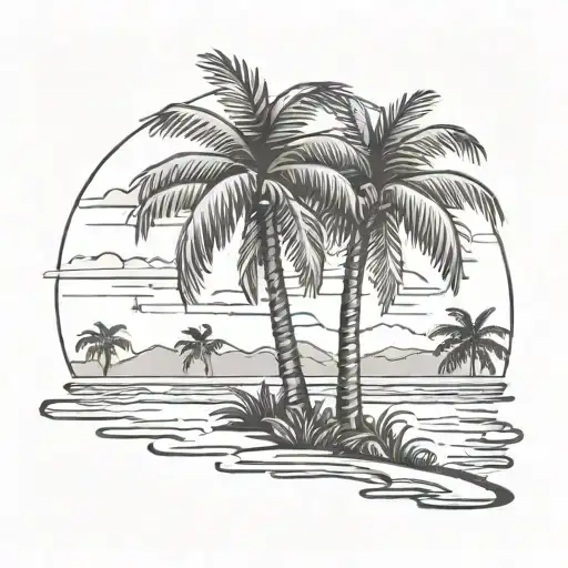 Florida State Outline With Palm Trees