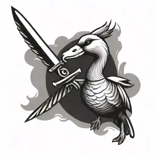 Goose Holding A Sword