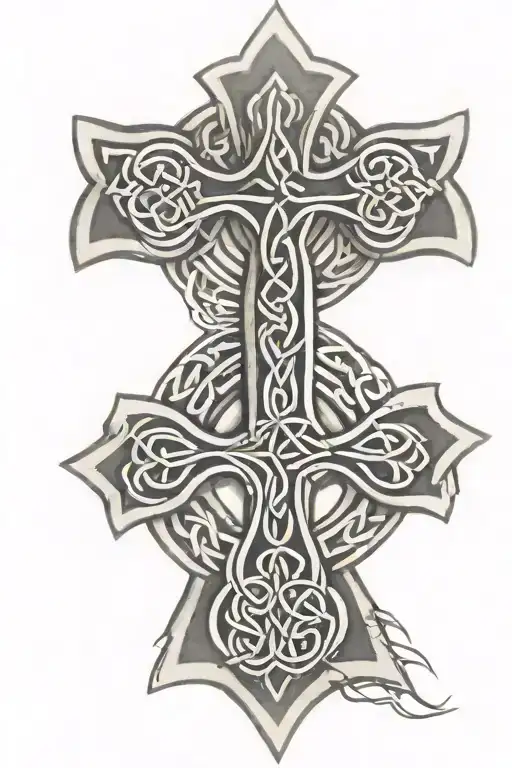 Celtic Cross With Trinity Knot Symbol Surrounded