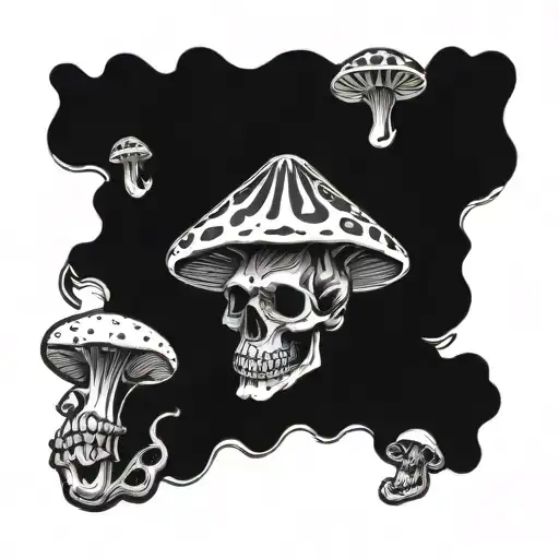 Hippie Trippy Psychedelic Mushroom Skull