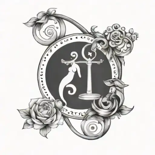 Libra And Pisces Couple Tattoo Design