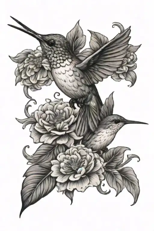 Hummingbird With Zinnia Flower