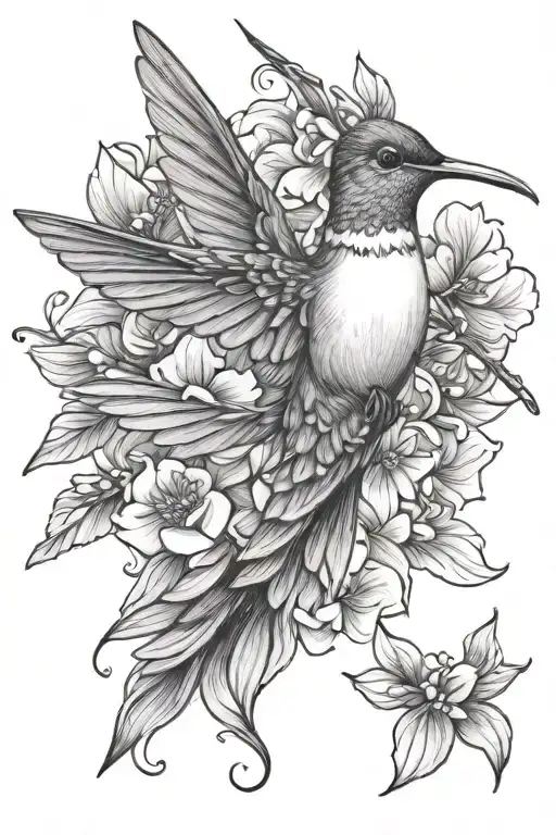 Small Hummingbird With Flowers