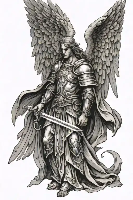 St Uriel With Background Angel Wings