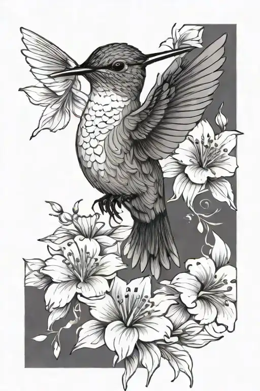 Hummingbird With Flowers