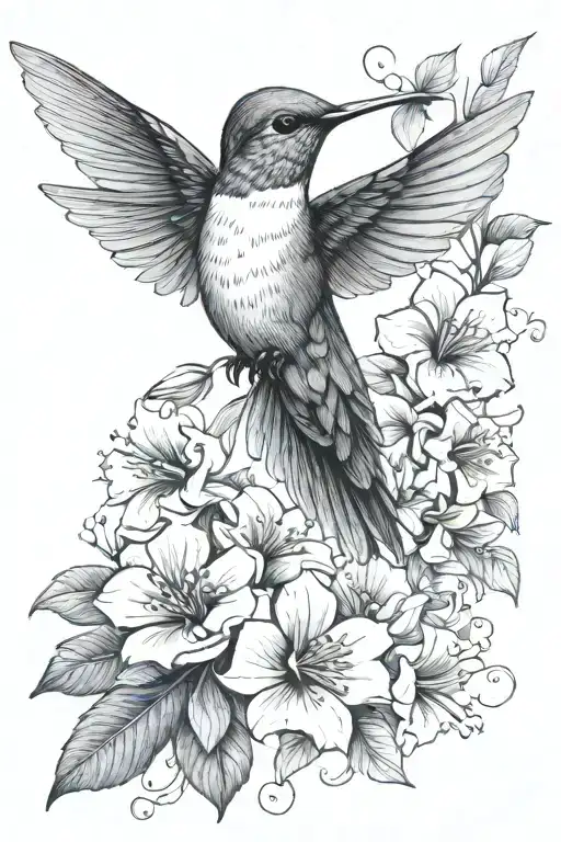 Hummingbird With Flowers