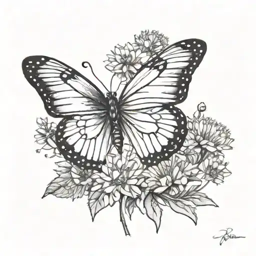 Butterfly Where One Wing Is Dandelions And Wildflower