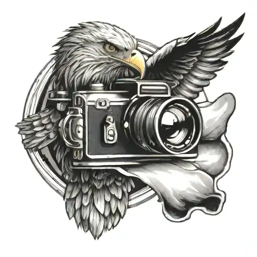 Camera With Eagle Flying Through The Lens