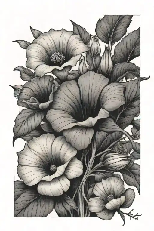 Bouquet With Morning Glory And Poppy Flower