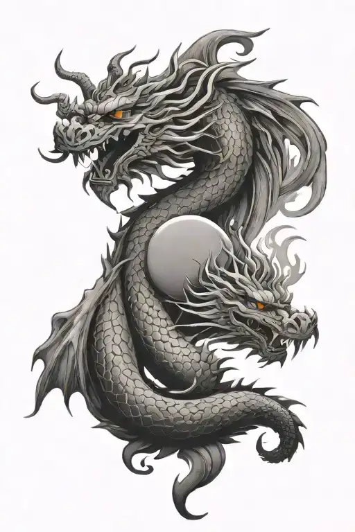 Yin And Yang Dragon Tattoo Design