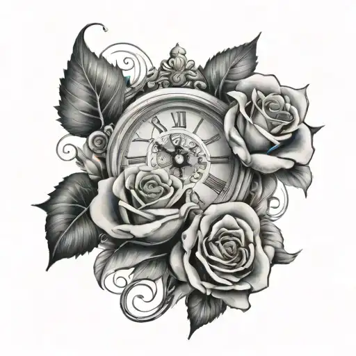 Half Roman Clock Half Rose