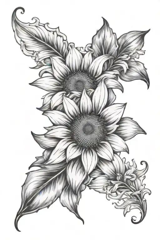 Half A Sunflower And Half Lily Flower Intertwined