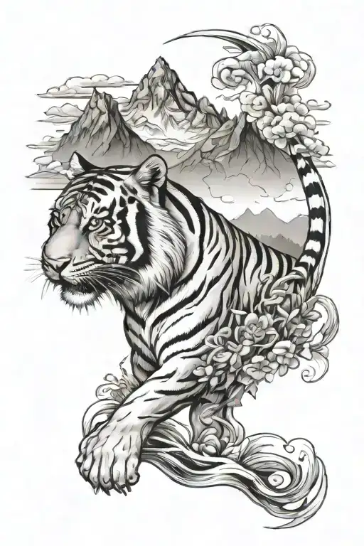 Tiger And Mountains Wind Travel