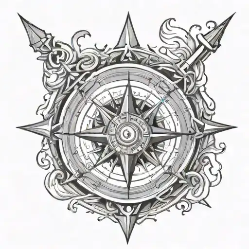 Compass With Fire Elements