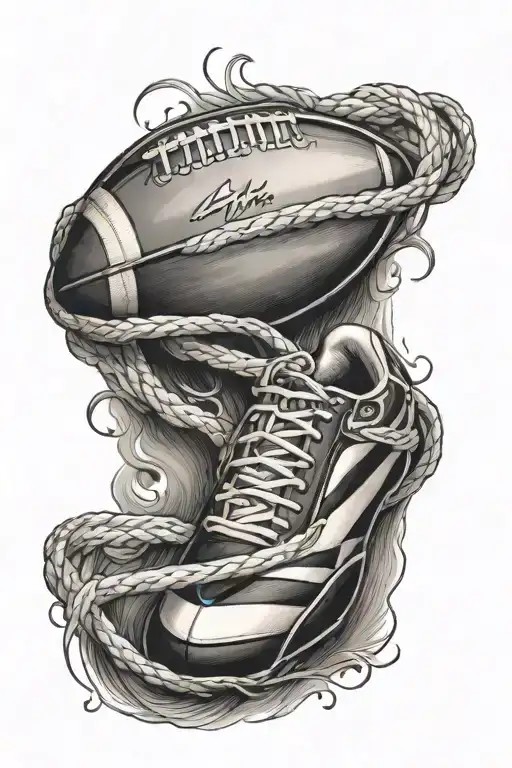 Realistic Black And Grey Football Laces