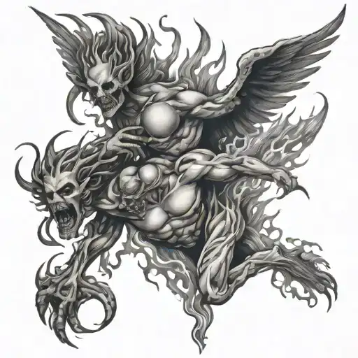 Tortured Souls Try To Escape Fire Flames