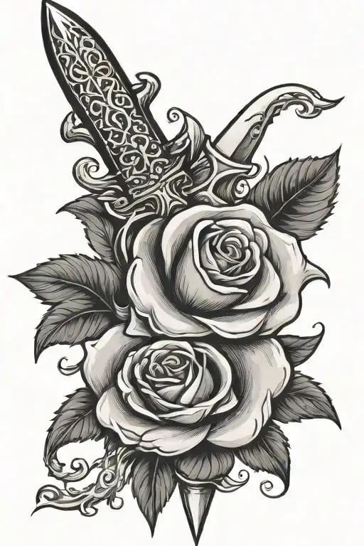 Dagger With Rose Intertwined