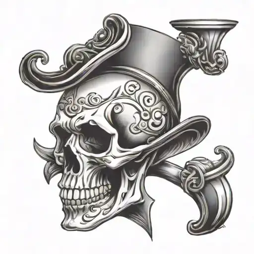 Skull With Hourglass