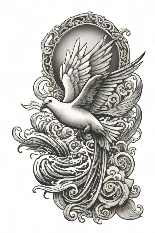 Dove And Ocean Waves