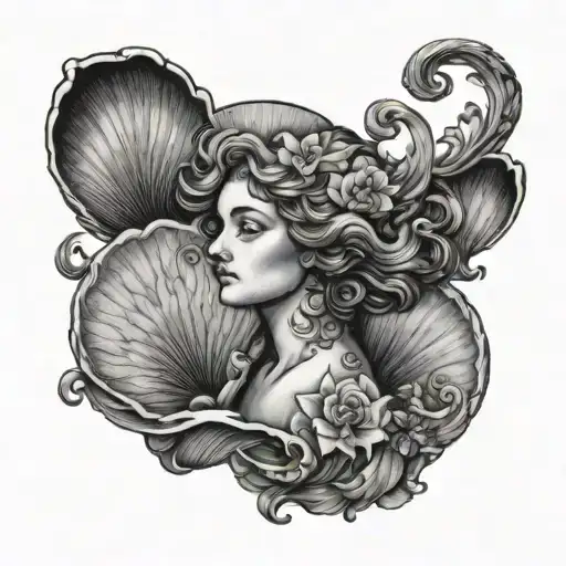 Birth Of Venus Shell With Flowers