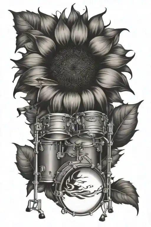 Sunflower With Drum Kit Elements
