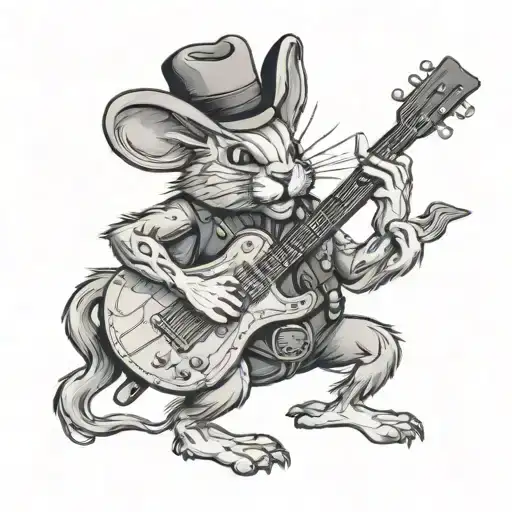 Bug Bunny Playing A Guitar In A Western Saloon