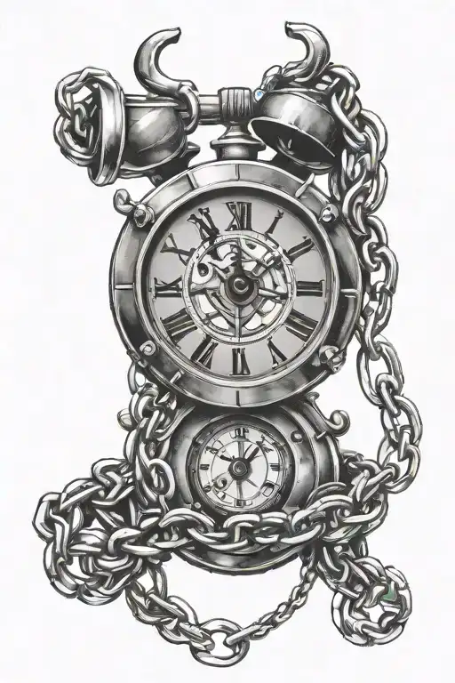 Clock And Chain Wrapped