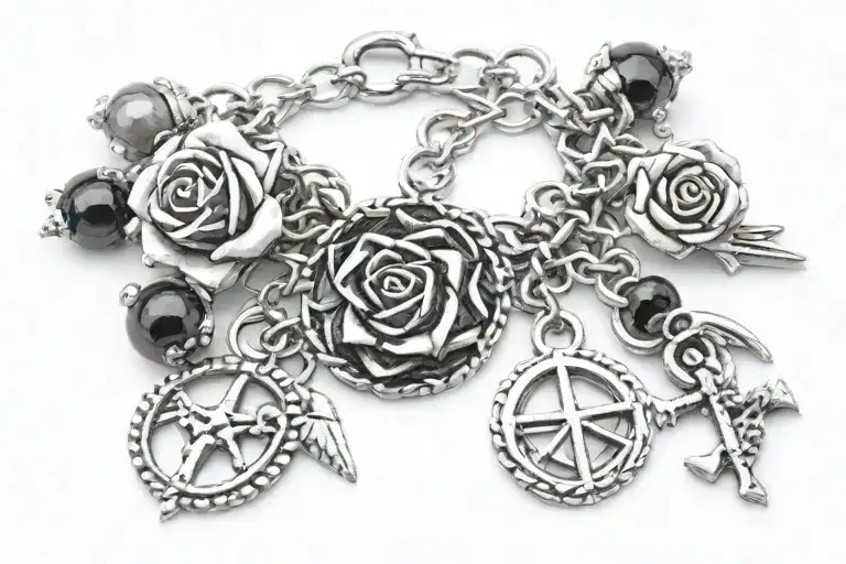 Charm Bracelet With Anti Possession Charm Rose Intertwined