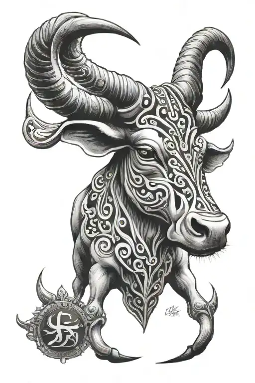 Mahori Tattoo Around The Bull Of The Taurus Sign