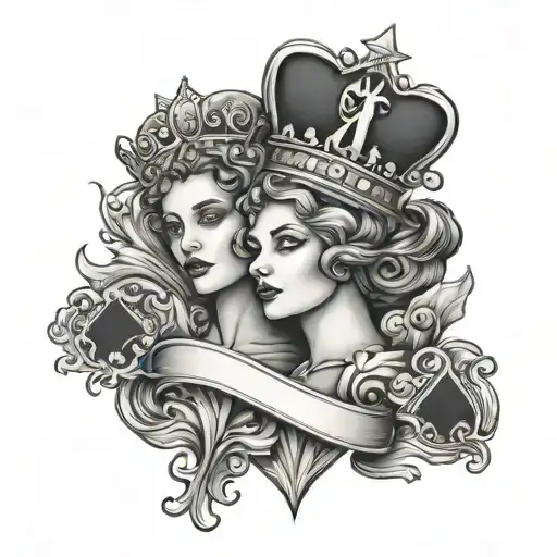 Heart Queen And Spade Queen Card