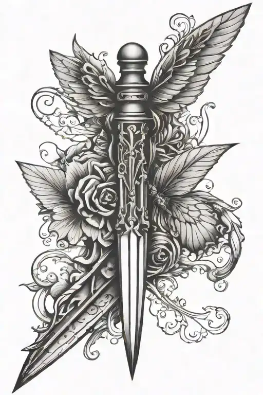 Dagger With Insect Wings Holding