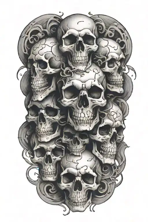 Three Skulls Piled On Top Of Each Other