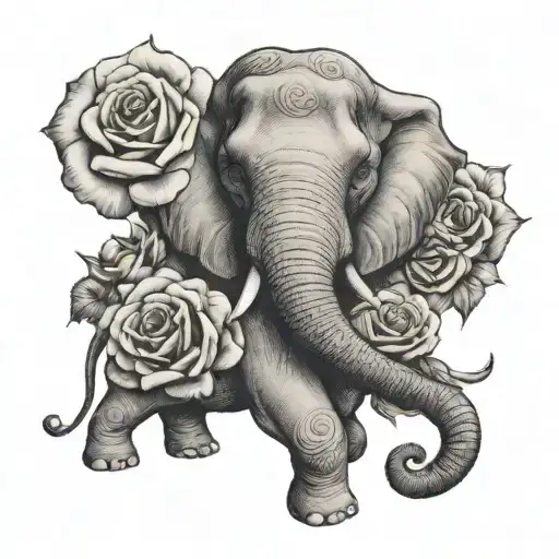Rose And Elephant Holding