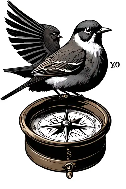 Compass With Two Sparrows