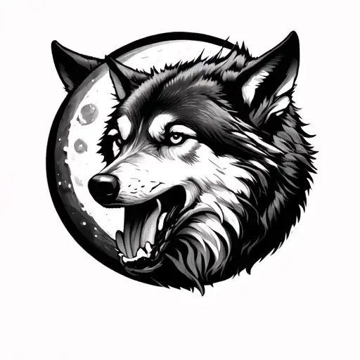 Wolf Biting Moon